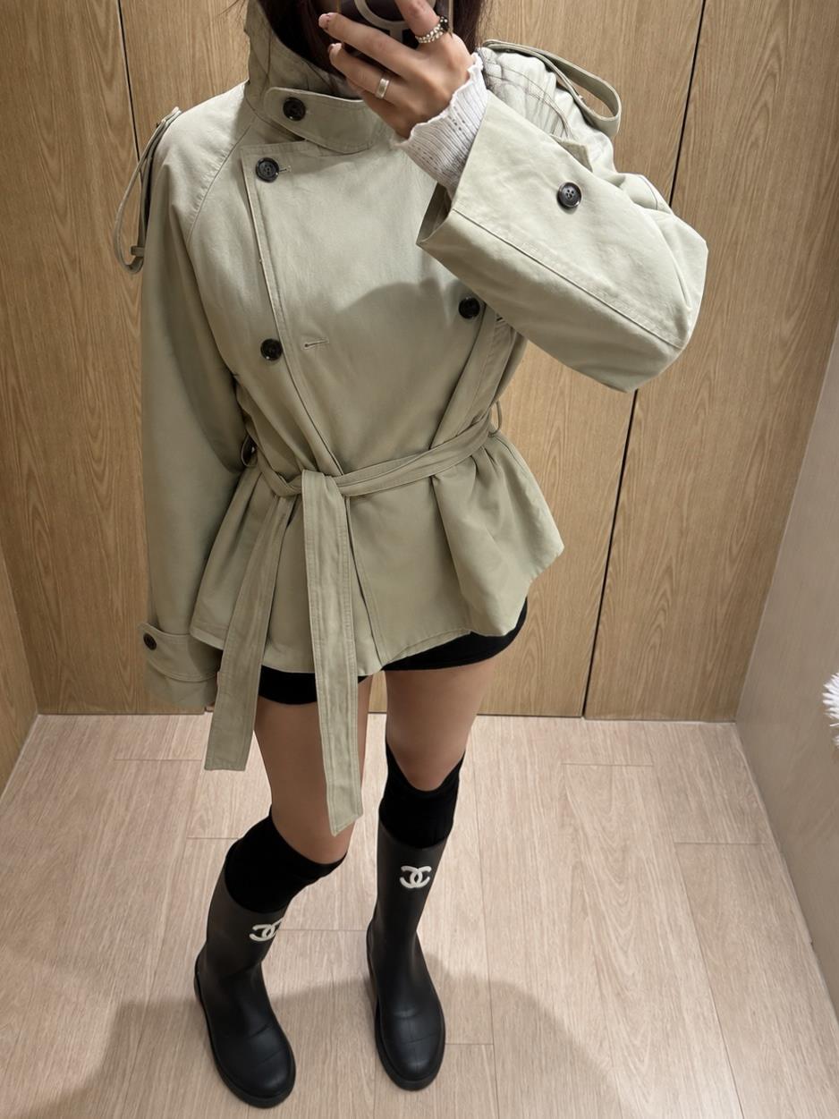 水洗棉雙排扣風衣外套